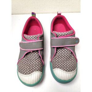 Keen Kids Polka Dot Gray & Pink Casual Shoes Strap Closure Size 13
